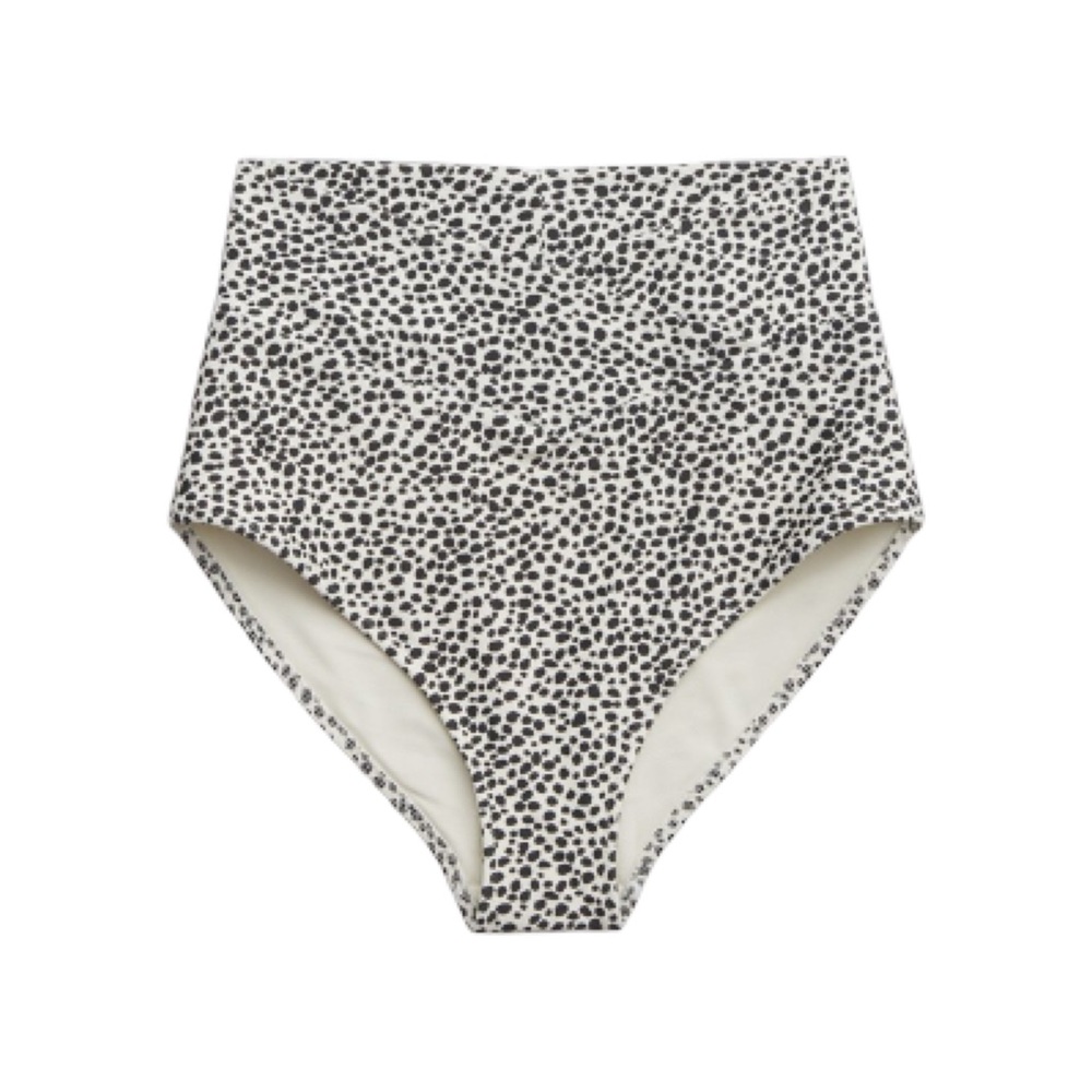 aerie Crossover High Waisted Bikini Bottom with polka dots / leopard print